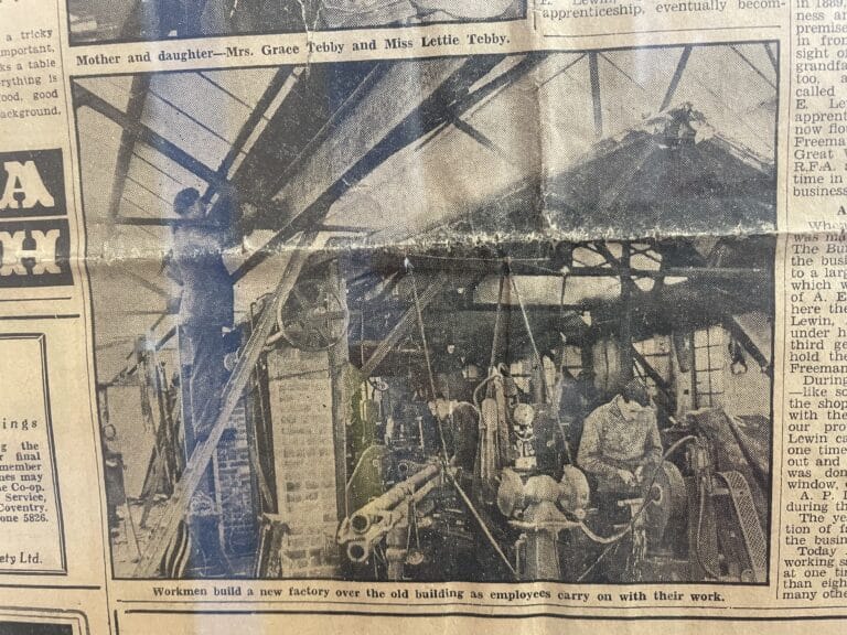 Newspaper cut out of Pickering factory